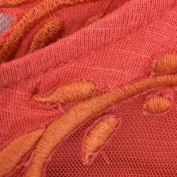 FREE PEOPLE Red Sheer Embroidered Short Sleeve - Picture 8 of 10